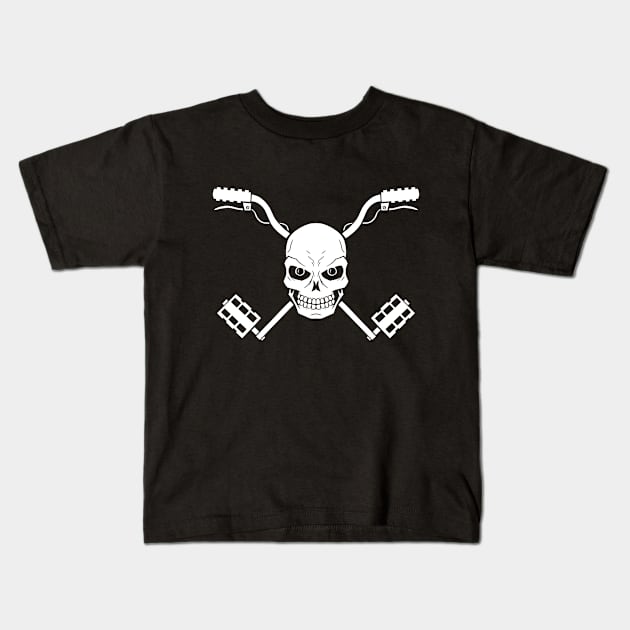 Bicycle skull Kids T-Shirt by smilingdwarf